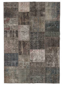 Patchwork Rug 140X200 Black/Brown Wool, Turkey Carpetvista