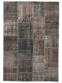 Patchwork Rug 140X200 Black/Brown Wool, Turkey Carpetvista