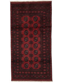  Afghan Fine Rug 98X190 Black/Dark Red Carpetvista