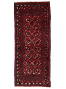 79X188 Afghan Fine Orientalisk Hallmatta Svart/Mörkröd (Ull, Afghanistan) Carpetvista