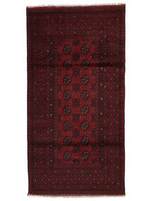  Afghan Fine Rug 99X193 Wool Black/Dark Red Small Carpetvista