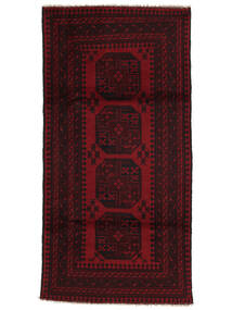 Dywan Orientalny Afgan Fine 95X190 Chodnikowy Czarny/Ciemnoczerwony (Wełna, Afganistan