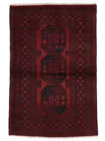 Χαλι Afghan Fine 98X149 Μαύρα/Σκούρο Κόκκινο (Μαλλί, Αφγανικά)