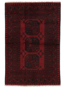 98X147 Tapis Afghan Fine D'orient Noir/Rouge Foncé (Laine, Afghanistan) Carpetvista