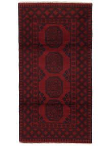  Afegão Fine Tapete 100X193 Lã Preto/Vermelho Escuro Pequeno Carpetvista