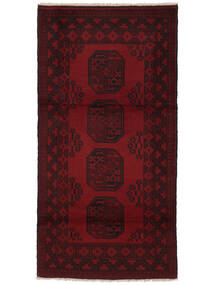 Afghan Fine Teppe 99X193 Svart/Mørk Rød Ull, Afghanistan Carpetvista