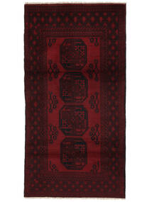 Afghan Fine Teppich 101X196 Schwarz/Dunkelrot Wolle, Afghanistan Carpetvista