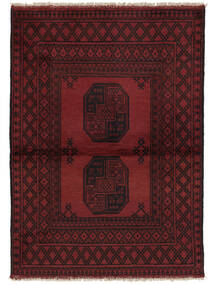 100X142 Afghan Fine Vloerkleed Oosters Zwart/Donkerrood (Wol, Afghanistan) Carpetvista