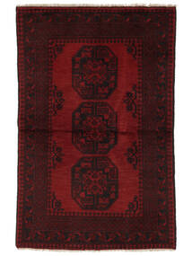  Afghan Fine Teppich 99X153 Schwarz/Dunkelrot Carpetvista