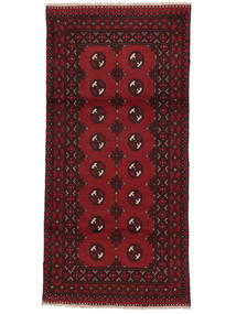 Afghan Fine Rug 92X195 Runner
 Black/Dark Red Wool, Afghanistan Carpetvista
