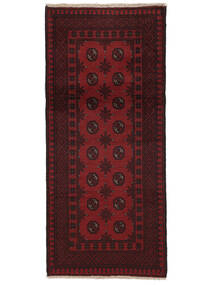  Afghan Fine Alfombra 81X186 De Lana Negro/Rojo Oscuro Pequeño Carpetvista