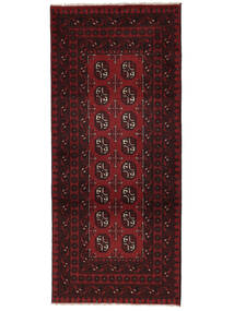  Afghan Fine Tappeto 81X190 Di Lana Nero/Rosso Scuro Piccolo Carpetvista