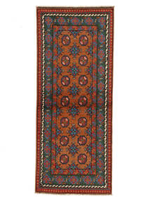  Orientalisk Afghan Fine Colour 79X197 Hallmatta Svart/Mörkröd Ull, Afghanistan Carpetvista