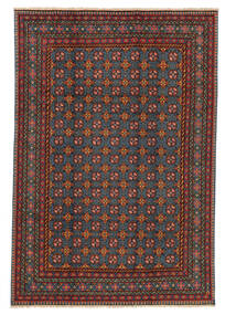 Afghan Fine Colour Rug 202X293 Black/Dark Red Wool, Afghanistan Carpetvista