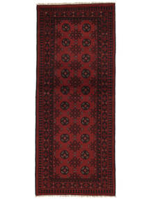 Afghan Fine Rug 80X193 Runner
 Black/Dark Red Wool, Afghanistan Carpetvista