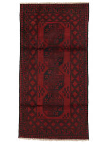  Afghan Fine Tæppe 100X195 Sort/Mørkerød Carpetvista