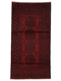 Afghan Fine Rug 99X193 Black/Dark Red Wool, Afghanistan Carpetvista