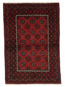  101X144 Afghan Fine Vloerkleed Zwart/Donkerrood Afghanistan Carpetvista