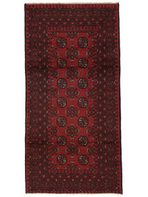 96X199 Tappeto Afghan Fine Orientale Nero/Rosso Scuro (Lana, Afghanistan) Carpetvista