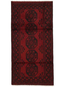 Afghan Fine Teppich 99X198 Schwarz/Dunkelrot Wolle, Afghanistan Carpetvista