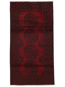  Afghan Fine Rug 97X186 Wool Black Small Carpetvista