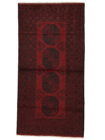 97X196 Tappeto Orientale Afghan Fine Nero/Rosso Scuro (Lana, Afghanistan) Carpetvista