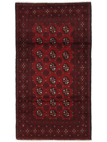  Orientalsk Afghan Fine Tæppe 104X196 Sort/Mørkerød Uld, Afghanistan Carpetvista