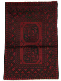 Χαλι Afghan Fine 93X139 Μαύρα/Σκούρο Κόκκινο (Μαλλί, Αφγανικά)