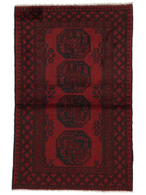  92X145 Afghan Fine Teppe Svart/Mørk Rød Afghanistan Carpetvista
