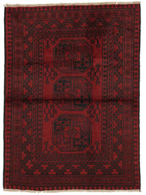 99X137 Afghan Fine Vloerkleed Oosters Zwart/Donkerrood (Wol, Afghanistan) Carpetvista