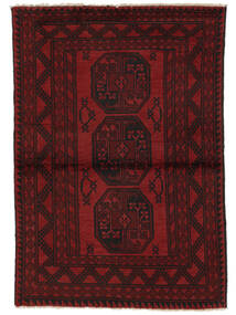  99X144 Afghan Fine Teppe Svart/Mørk Rød Afghanistan Carpetvista