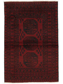 Tappeto Afghan Fine 95X141 Nero/Rosso Scuro (Lana, Afghanistan)