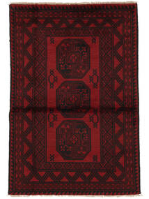 Χαλι Afghan Fine 94X142 Μαύρα/Σκούρο Κόκκινο (Μαλλί, Αφγανικά)