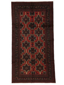 絨毯 バルーチ 155X300 廊下 カーペット ブラック/ダークレッド (ウール, アフガニスタン)