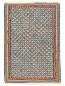 Persischer Kelim Senneh Fine Teppich 104X150 Dunkelblau/Rot Carpetvista