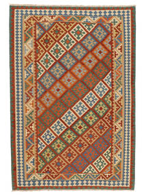 203X297 Kelim Ghashghai Teppich Orientalischer Dunkelgrün/Braun ( Persien/Iran) Carpetvista