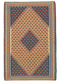 Dywan Perski Kilim Senneh Fine 104X153 Czarny/Pomarańczowy (Wełna, Persja/Iran)