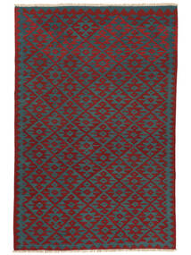 201X300 Kelim Ghashghai Teppe Orientalsk Svart/Mørk Rød ( Persia/Iran) Carpetvista