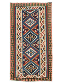 絨毯 ペルシャ キリム カシュガイ 110X200 ブラック/ダークレッド ( ペルシャ/イラン)