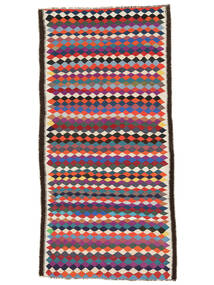  Orientalischer Kelim Fars Teppich 137X271 Läufer Schwarz/Dunkelrot Wolle, Persien/Iran Carpetvista
