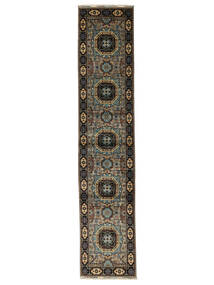 Orientalischer Kunduz Teppich 82X399 Läufer Schwarz/Braun Wolle, Afghanistan Carpetvista