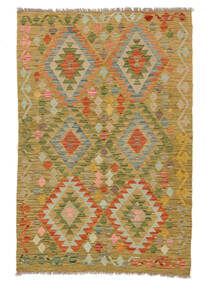 120X182 Koberec Kelim Afghán Old Style Orientální Hnědá/Tmavě Žlutá (Vlna, Afghánistán) Carpetvista