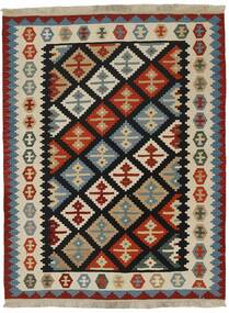 155X196 絨毯 キリム オリエンタル ブラック/ダークレッド (ウール, ペルシャ/イラン)