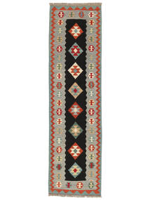 絨毯 ペルシャ キリム カシュガイ 85X305 廊下 カーペット ブラック/グリーン (ウール, ペルシャ/イラン)
