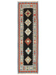 絨毯 キリム カシュガイ 88X300 廊下 カーペット ブラック/ダークイエロー (ウール, ペルシャ/イラン)