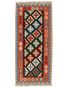 84X190 絨毯 オリエンタル キリム カシュガイ 廊下 カーペット ダークレッド/茶色 (ウール, ペルシャ/イラン) Carpetvista