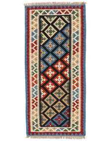 87X195 Kelim Ghashghai Teppich Orientalischer Läufer Schwarz/Braun ( Persien/Iran) Carpetvista