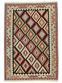  Persian Kilim Qashqai Rug 208X296 Green/Black (Wool, Persia/Iran)