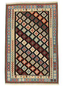 絨毯 キリム カシュガイ 205X300 ブラック/茶色 (ウール, ペルシャ/イラン)
