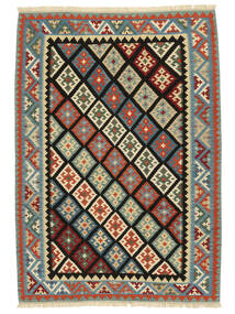 211X295 絨毯 オリエンタル キリム カシュガイ ブラック/グリーン (ウール, ペルシャ/イラン) Carpetvista